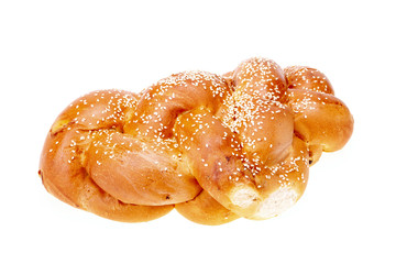 One bright Shabbat challah with white seeds