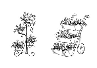 Flower stands. Vector illustration