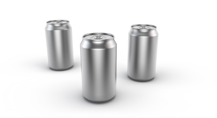 leere blanko Dose 330 ml ohne Beschriftung auf weißem Hintergrund für Präsentation