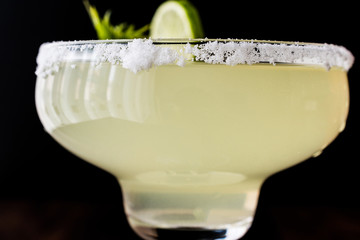 Classic Margarita Cocktail with lime and salt.