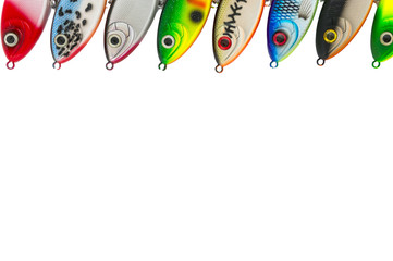 Fishing lures. On a white background.