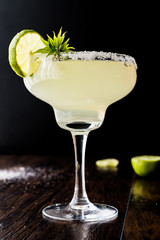 Classic Margarita Cocktail with lime and salt.