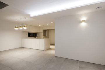 Obraz premium empty white kitchen interior