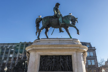 Fototapeta na wymiar King Peter IV The Liberator statue on Liberdade Square in Porto, Portugal