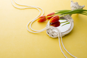 かがみとチューリップ