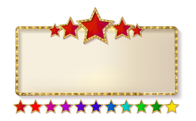 Retro frame with five stars