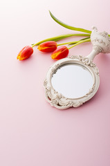 かがみとチューリップ