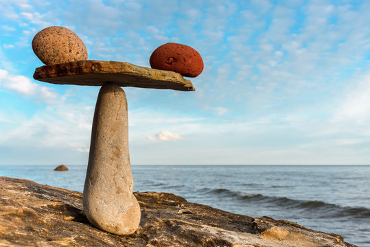 Balancing several of stones