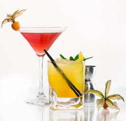 Exotic cocktail on a light background