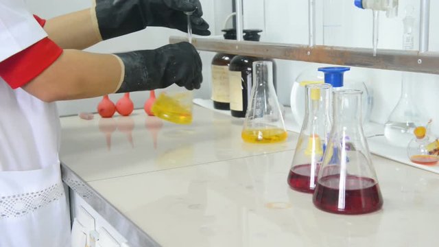 Chemical test at laboratory