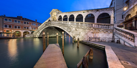 Grand Canal and Rialto Bridge at Dawn, Venice, Italy