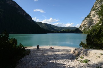 Fototapeta na wymiar 001 - Panorama - Braies - Lago di Braies - Trentino Alto Adige