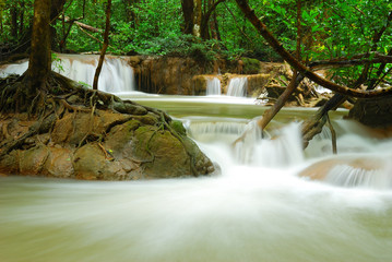Cascading waterfall at Um Phang Wildlife Sanctuary in Thailand with long exposure shutter speed No.1