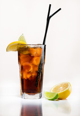 Exotic cocktails with ingredients on a light background