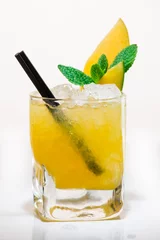 Outdoor-Kissen Exotic cocktail with mango and mint on a light background © smspsy