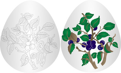 Easter egg for coloring and Easter egg with a currant pattern