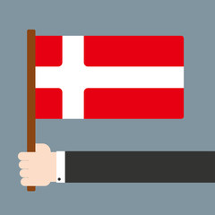 Hand holding flag Denmark