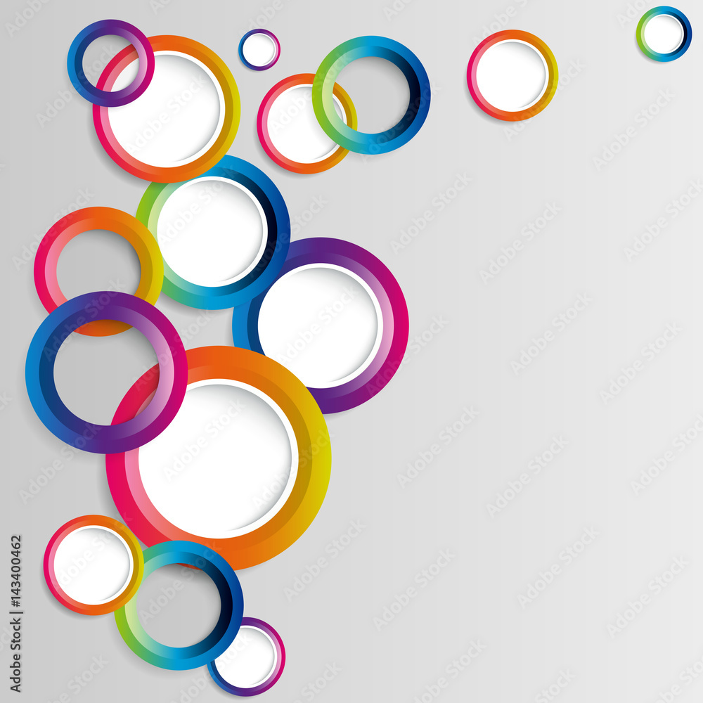 Aufkleber abstract colorful hoop circles frame on a white background.