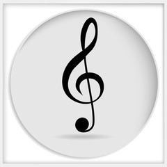 Icon black treble clef isolated on white background. Music key. Musical symbol.