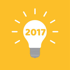 Fototapeta premium Text on the glowing bulb 2017