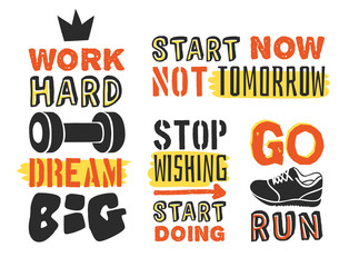 Set of text templates for design, Sport Motivation Quote, Positive typography