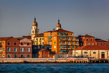 Fototapeta na wymiar Venice Skyline and Church of Saint Raphael Angel, Venice, Italy