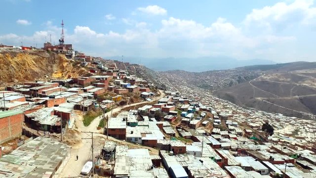 Aerial Bogota Slum Poverty Colombia