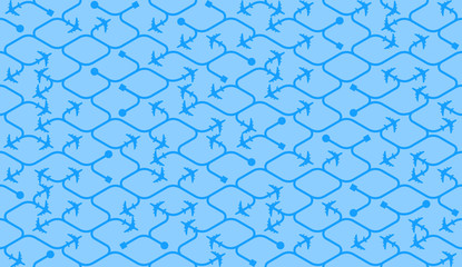 Isometric seamless pattern. Airport background.