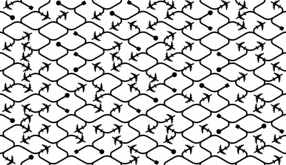 Isometric seamless pattern. Airport background.