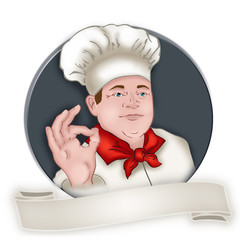 Professional chef illustration with banner