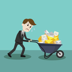 Businessman or manager finding himself going to be busy. A lot of emails