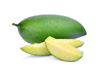 fresh green mango isolated on white background