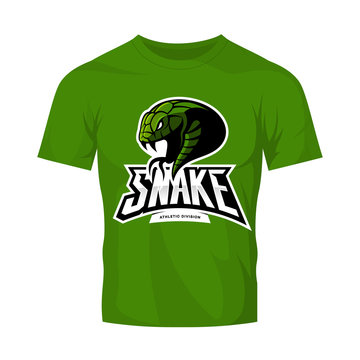 Furious green snake sport vector logo concept isolated on green t-shirt mockup. Modern professional team badge design.
Premium quality wild animal t-shirt tee print illustration.