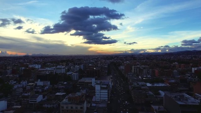 Aerial Cityscape Bogota Sunset Colombia