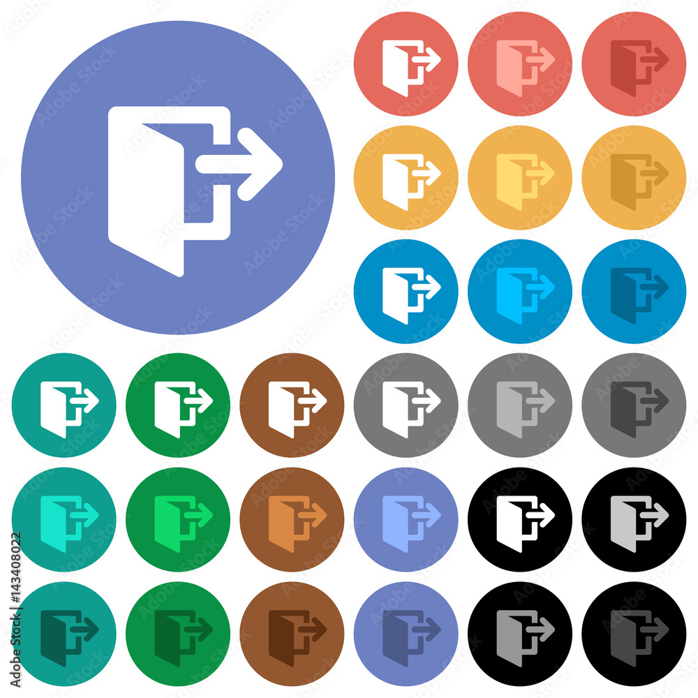 Poster application exit round flat multi colored icons