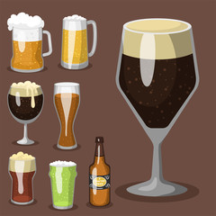 Alcohol beer vector illustration refreshment brewery and party dark beverage mug frosty craft drink.