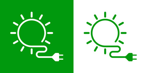 Icono plano energia solar verde y blanco
