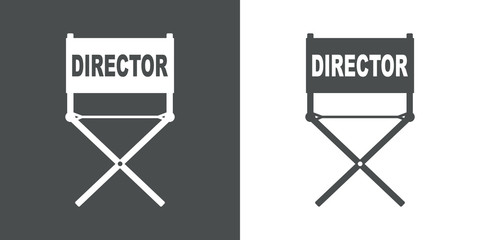 Icono plano silla de director gris y blanco