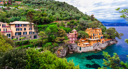 Fototapeta na wymiar Scenic Ligurian coast of Italy - beautiful luxury Portofino.