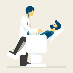 Health checking with doctor. Medical healthcare flat style illustration