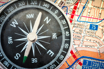 compass on map 