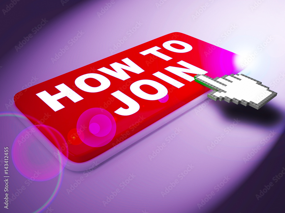Poster how to join shows membership registration 3d rendering