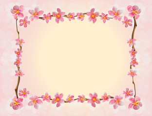 Spring flowers on a pink background.
