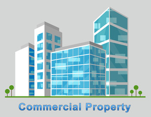 Commercial Property Downtown Represents Buildings Downtown 3d Illustration