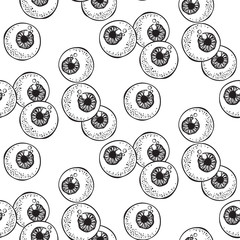 Human eyeballs seamless pattern hand drawn print design vector illustration