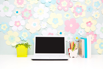 Workplace with laptop