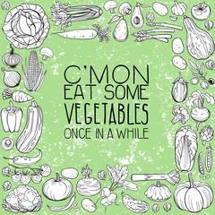 different vegetables drawings