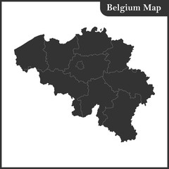 Obraz premium The detailed map of the Belgium with regions