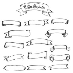 Ribbon illustration hand drawn in a simple form