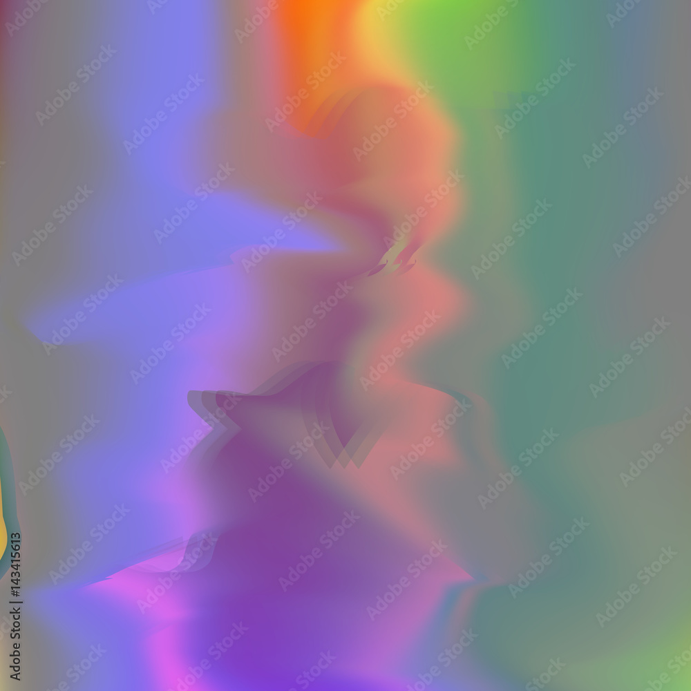 Wall mural Glitch background with shiny glowing blurred colors flow